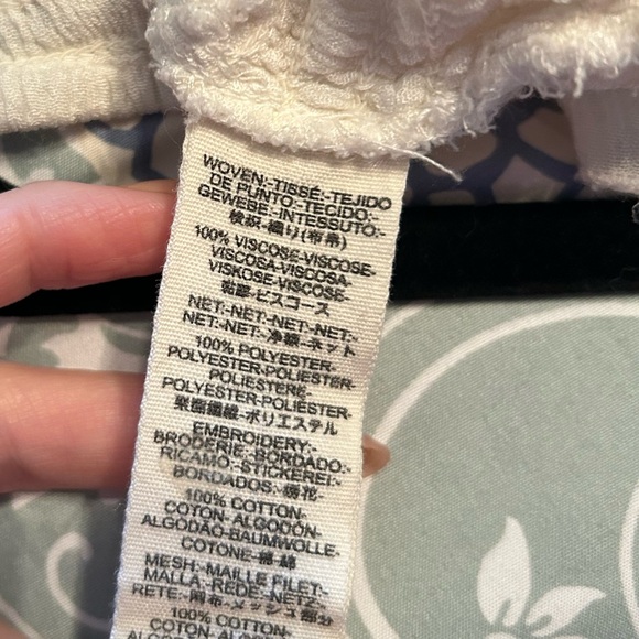 Free People White Beige Lace Crochet Crop Top Size Large - Picture 7 of 8